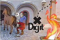 Burghof mit Comicfiguren aus der App digit